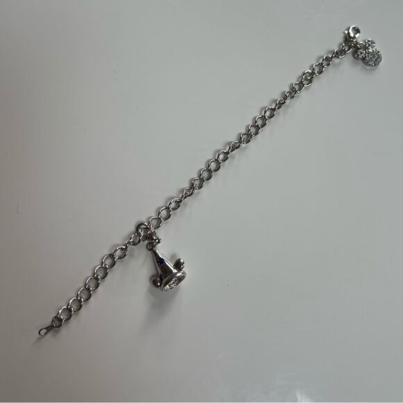 Disney Parks Silver Rhinestone Fantasia Sorcerer Hat Mickey Mouse Charm Bracelet - Picture 9 of 10